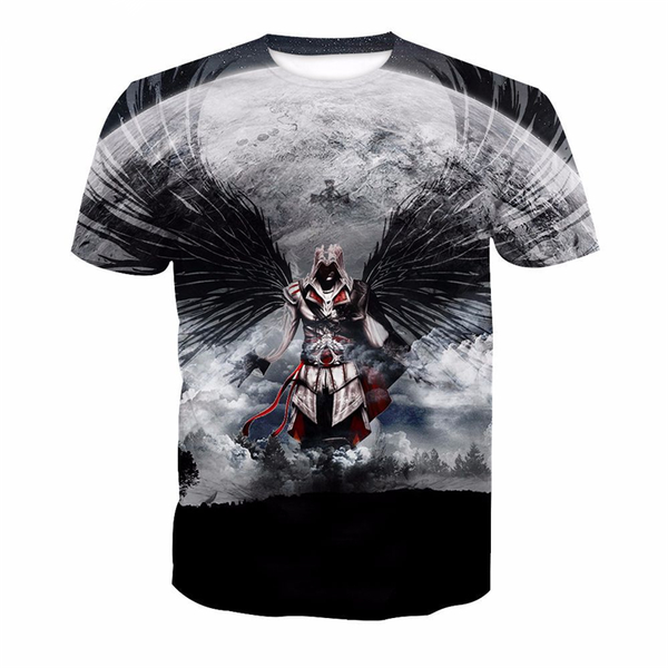 

fashion assassin's creed harajuku style t-shirt 3d printed women/men short sleeve t-shirt casual funny 3d t-shirt k456, White;black