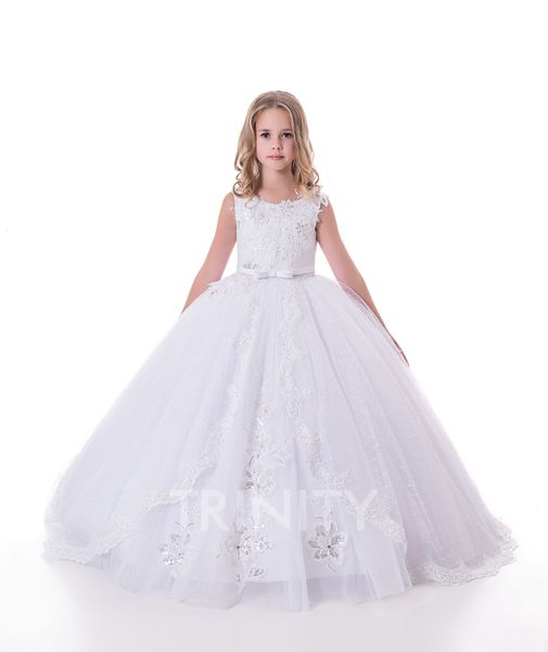 

lovely white lace jewel applique beads flower girl dresses girls' pageant dresses holidays/birthday dress/skirt custom size 2-14 df7204, White;blue