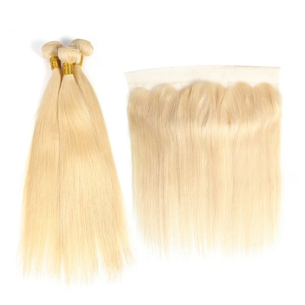 

Straight 613 blonde color hair bundle remy human hair 3 bundle with 13 4 ear to ear lace frontal brazilian human hair 10a grade