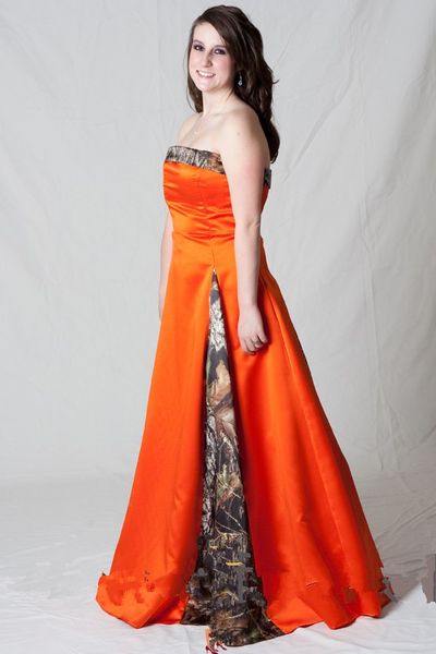 

2018 hunter oranger camo prom dresses aline front insert mossy oak bridesmaid dress, Red