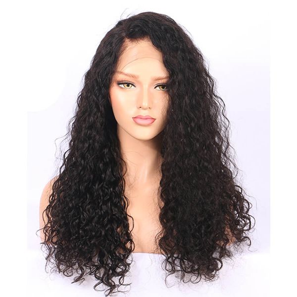 

Full lace human hair wig lace front wig water curly wave 13 4 wig baby hair pre plucked natural hairline bleach knot unproce ed