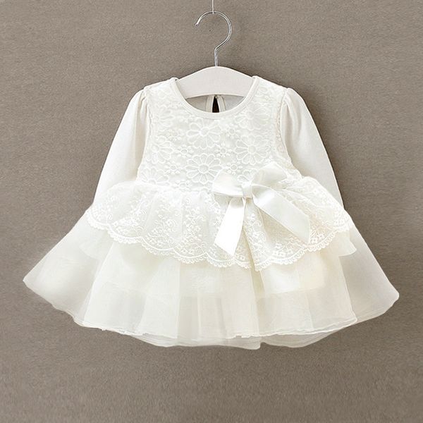 Vestido de bebê recém -nascido vestido infantil lace branco vestido bebê vestidos de festa de casamento meninas batismo 1 ano presente de aniversário