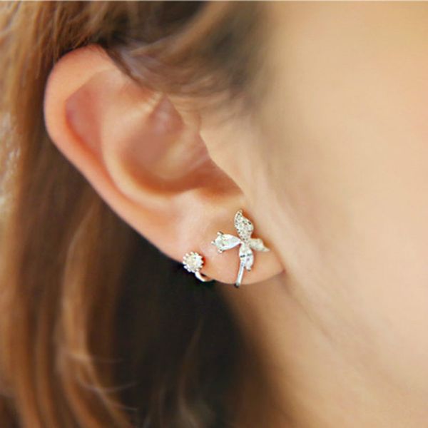 

2018 new arrival sell fashion butterfly 925 sterling silver ladies`stud earrings jewelry gift anti-allergic women gift, Golden;silver