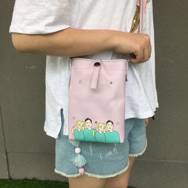 

korea harajuku fresh fun cartoon print shoulder bag messenger bag literary japanese mobile phone