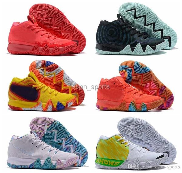 

2018 new kyrie men basketball shoes irving 4 black white gold sports trainers sneakers kyries designer mens off brand chaussures with box
