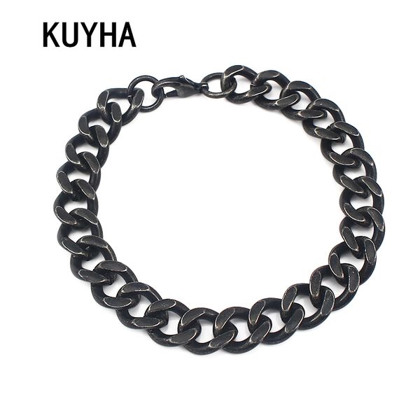 

2 style vintage hollow bracelets bangle geometric stainless steel female male punk jewelry for women man new arrival, Black