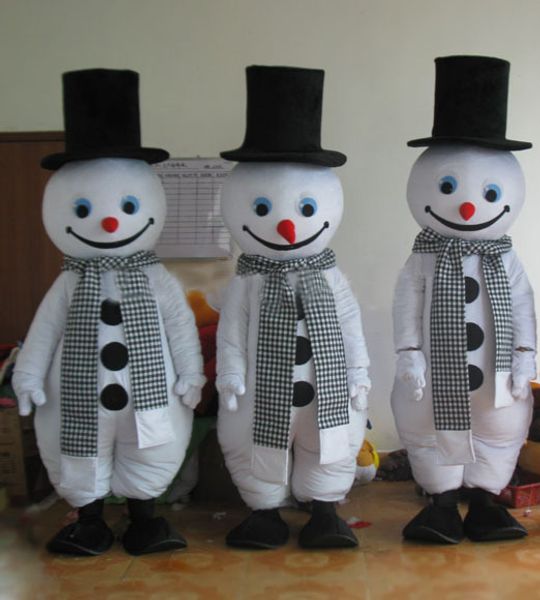 Christmas snowman Mascot Costumes Animated theme gentleman snow man Cospaly Personaggio mascotte dei cartoni animati Costume di Carnevale di Halloween