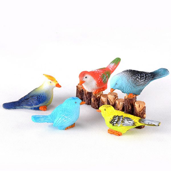 2019 Creative Mini Resin Color Bird Small Animal Doll Ornament Miniature Fairy Gardening Accessory Succulent Plant Decorations Diy Zakka Material From