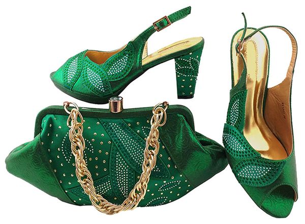 

fashionable green shoes match bags with rhinestones series african lady shoes and handbag set for dress mm1043,heel 8cm, Black