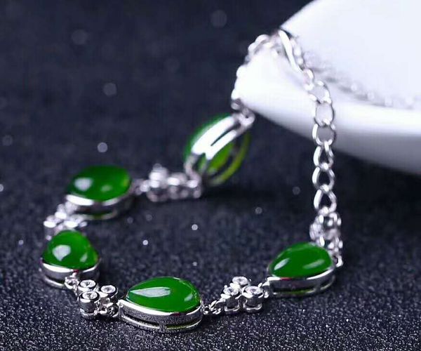 

hetian biyu silver bracelet new summer essential bracelet j28#, Golden;silver