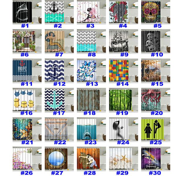 

236 design christmas shower curtain creative 3d printing waterproof bathroom shower curtain decoration with hooks 180*180cm fwx9-143