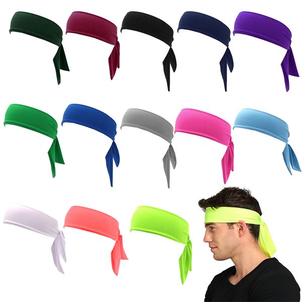 

Solid cotton tie back headband tretch weatband hair band moi ture wicking workout men women band