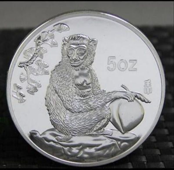 

99,99% китайский Шанхай Монетный Двор Ag 999 5oz зодиака серебряная монета - - - обезьяна@@