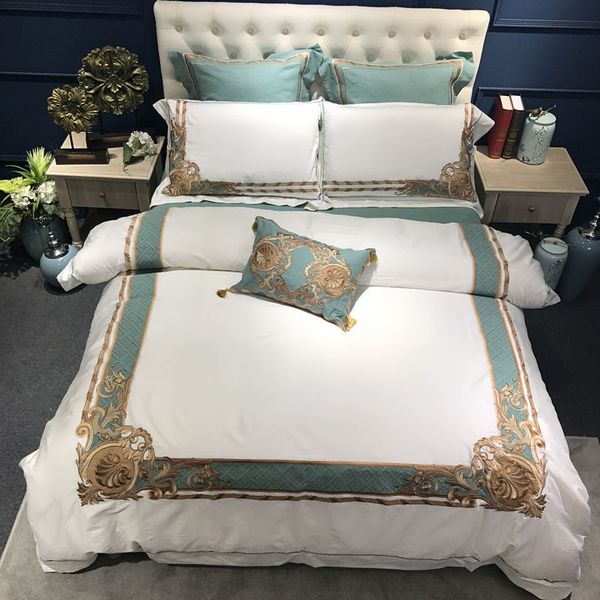 

oriental embroidered luxury egyptian cotton white royal bedding set  king size l bedding sets duvet cover bed sheet set