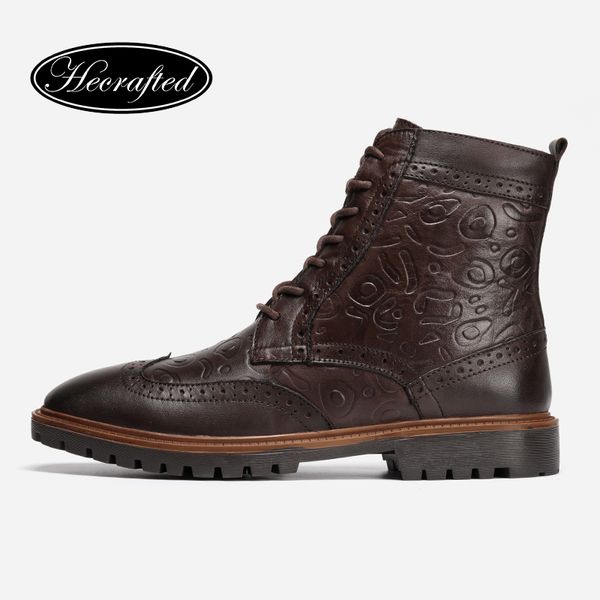 

full grain leather men winter shoes size 38~47 handmade warm men winter boots #3hc598jm, Black