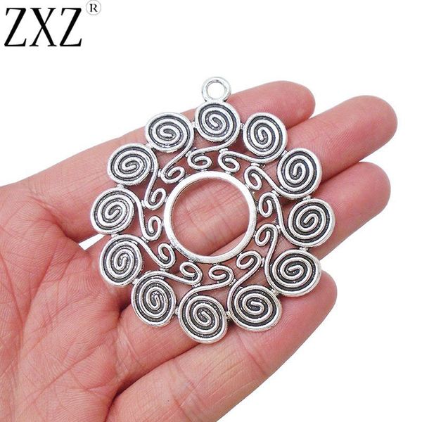 

zxz 5pcs large antique sier tone open spiral vortex charms necklace pendants for jewelry making findings 60x55mm, Black