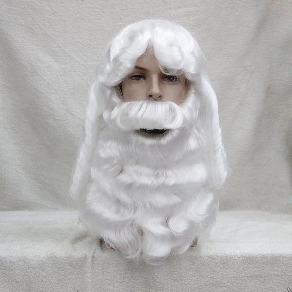 

christmas party cosplay short beard santa white wig, Black;brown
