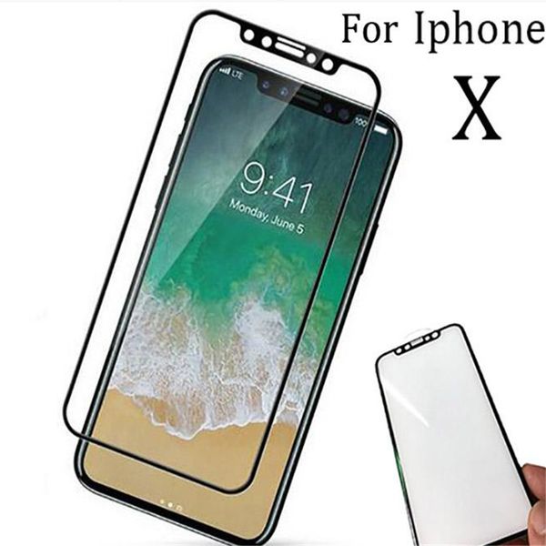 

For iphone x 9h cratch tempered gla 5 8 inch full cover 53d cellphone creen protector with oft edge for iphone 7 8 plu al o in tock