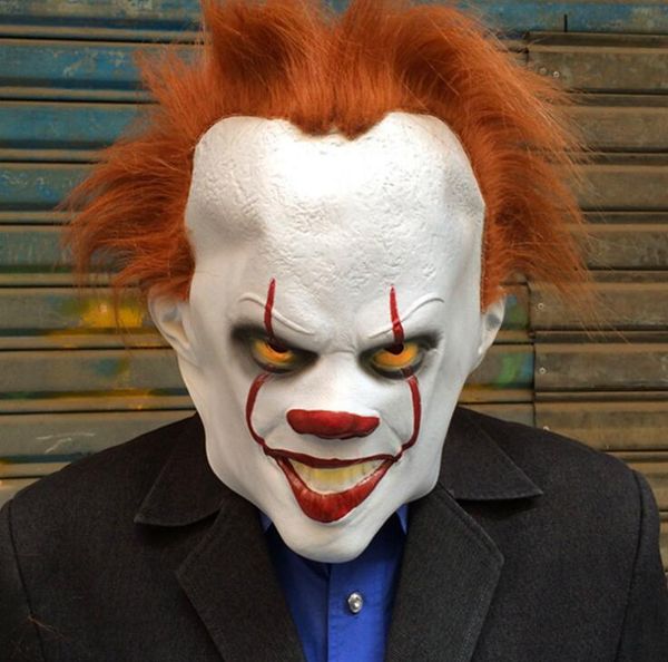 

clown horrible make with brown hair halloween special party face mask white, Silver