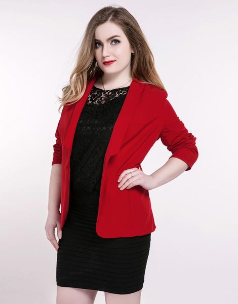 

cute ann women's plus size casual blazer long sleeve red black jackets coats cocktail party summer spring 3xl 4xl 5xl 6xl 7xl, White;black