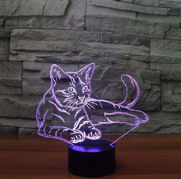 Кошка 3D лампы акриловые светодиодные ночные свет USB сенсорный датчик света милые ночные лампы подарки # R87