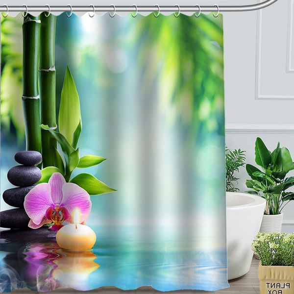 2019 Hot Sale Green Bamboo Shower Curtain Custom Bathroom