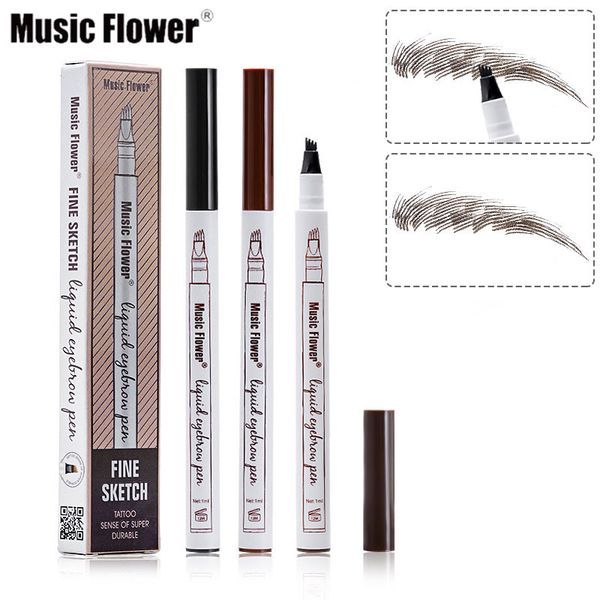 

music flower brand 3 colors waterproof tattoo super durable eye brow pencil makeup fine sketch liquid eyebrow pen