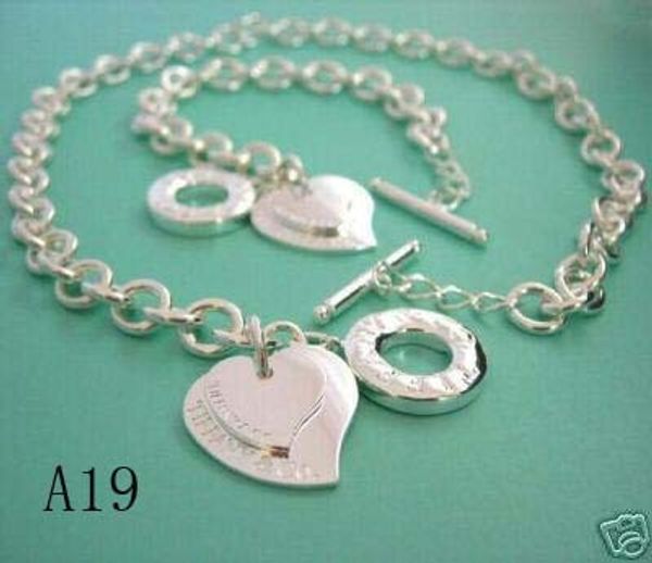 

New Solid Tiffany925 Sterling Silver Jewelry Necklace and bracelet + earrings