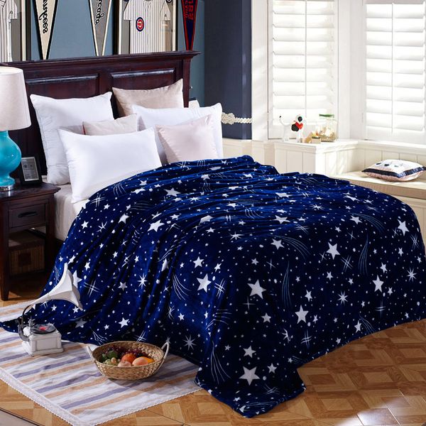 

bright stars bedspread blanket 200x230cm high density super soft flannel blanket to on for the sofa/bed/car portable plaids 50