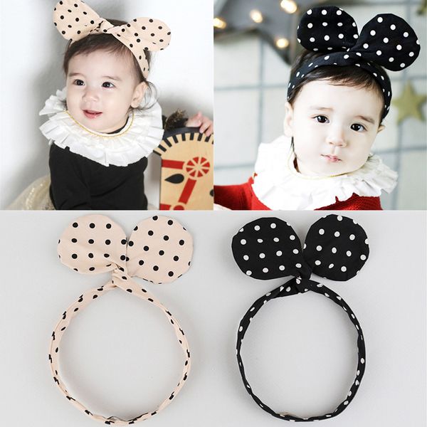 

new fashion women cute big ears comfortable baby kids bathe hair holder dot headband children girls hairbands hair accessories, Slivery;white