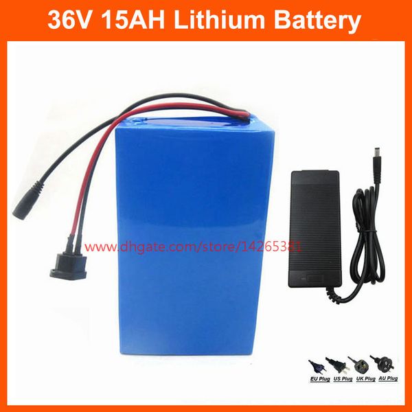 

500w 36v electric bike battery 36v 15ah lithium bicycle battery with pvc case 15a bms 42v 2a charger