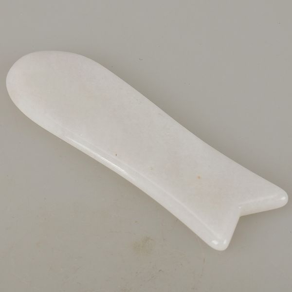

natural white jade fish shape face massager for personal health care crystal energy stone traditional scraper body massage
