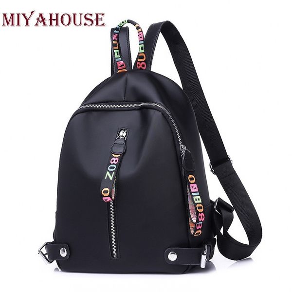 

miyahouse female nylon oxford colorful letters backpacks women casual waterproof travel bags teenagers girls shoulder schoolbags