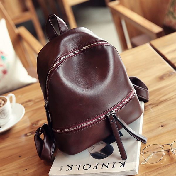 

vintage women backpack pu leather female travel backpacks small preppy style school bag for girls rucksack black brown