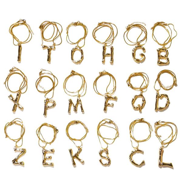 

26 english letters necklaces jewelry gold plated hyperbole uppercase english alphabet pendants necklace 17 inches snake chain, Silver
