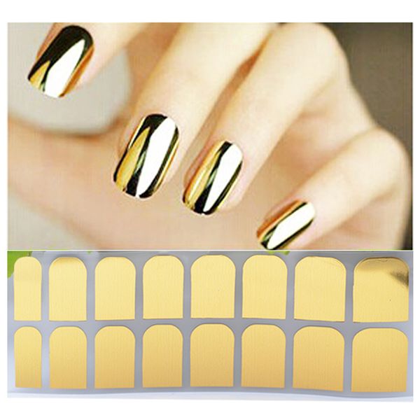 

1 sheet gold silver black smooth metal nail sticker patch foils armour adhesive full wraps mirror manicure nail art decorations