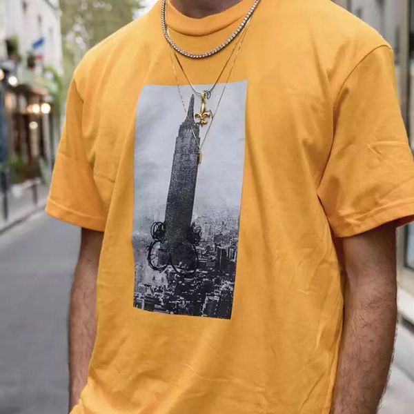 

18fw коробка логотип Эмпайр-Стейт-Билдинг Tee улица скейтборд мужчины Tee мода с корот