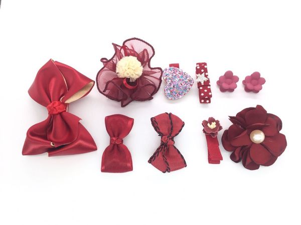 

chumirry kids 1set=10pcs girls hair accessories hair clips bows barrettes hairpins set, Slivery;white