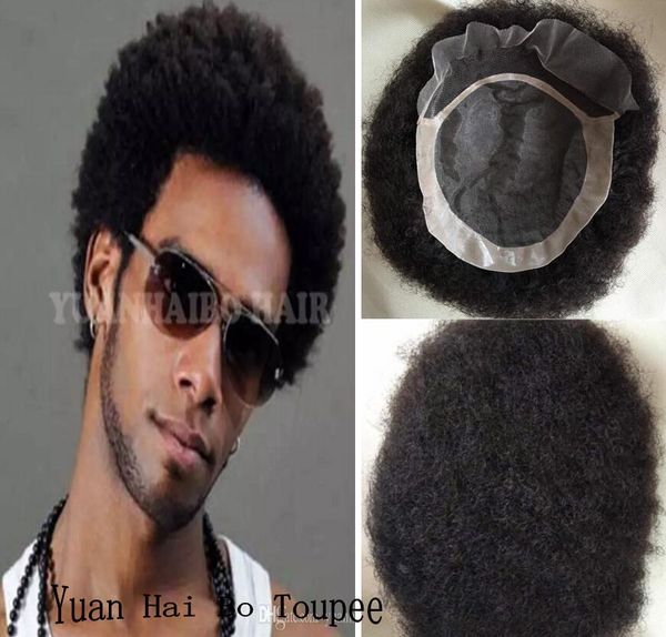 2019 Natural Hairline Afro Toupee For Men Top Quality Black Color