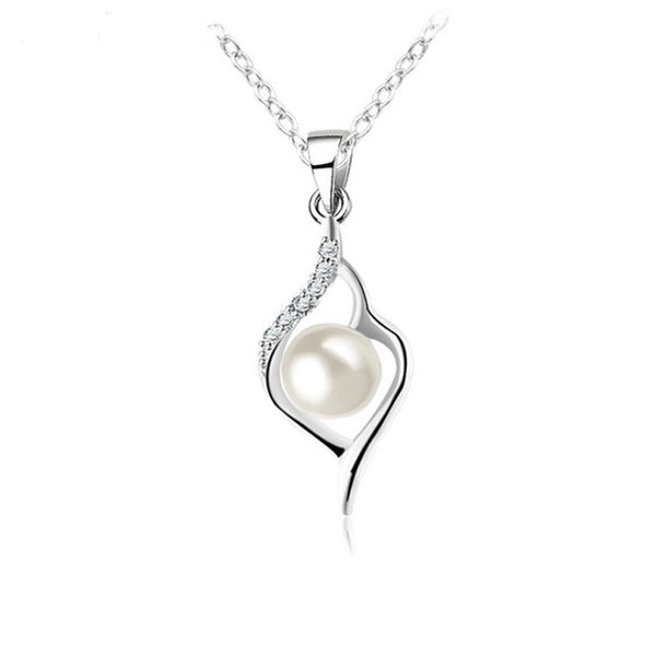 

luckyshine 6pc/lot fire round white cubic zirconia gems 925 sterling silver pendants wedding engagement pearl pendants necklaces