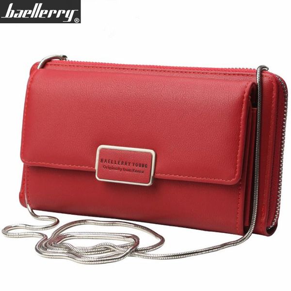 

baellerry 2018 new long style women wallet pu leather female zipper purse large capacity clutch women bag carteira, Red;black
