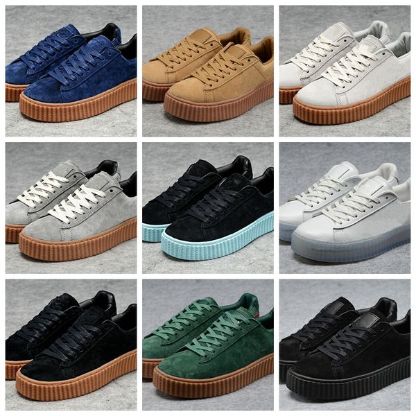 

2018 New Charity Fenty Suede Cleated Creeper Rihanna Grey Red Camo Black Gold Tiple White Men Women Rihannas Sneakers Casual Running Shoes