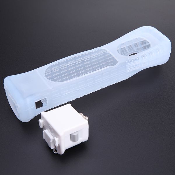 Sensore adattatore MotionPlus Motion Plus bianco nero + custodia in silicone per telecomando Wii DHL FEDEX EMS SPEDIZIONE GRATUITA