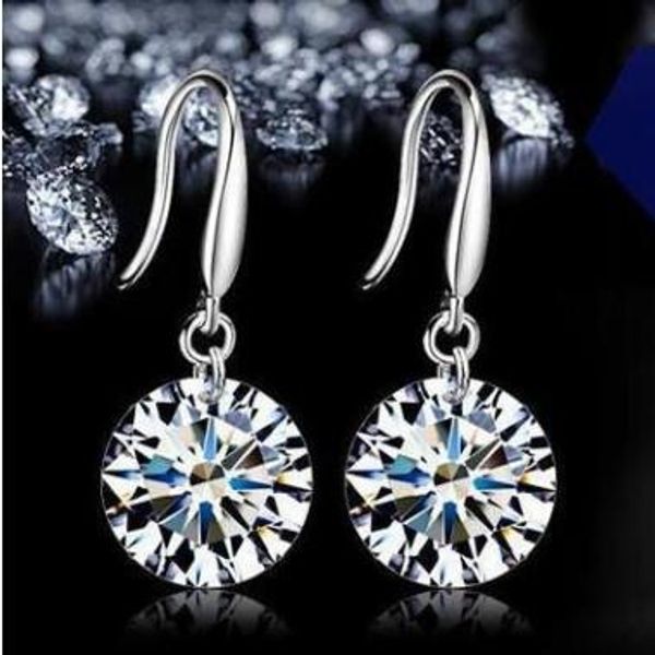 

925 стерлингового алмаза серьги ювелирные изделия красивая свадьба циркон серьги обручальные серьги, Silver