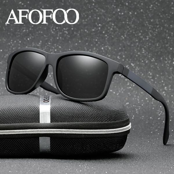 

afofoo brand design tr90 frame sunglasses men square polarized driving sun glasses gafas uv400 shades eyewear, White;black
