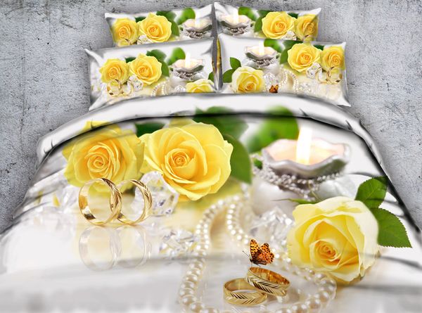 3d Yellow Flowers Duvet Cover Erfly Bedding Sets Queen Fl 3d Yellow Flowers Duvet Cover Erfly