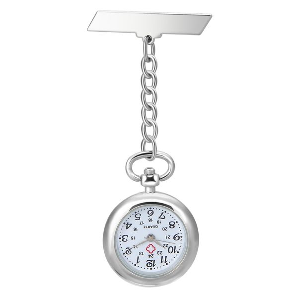 

shellhard 1pc new cute lovely women nurse watch vintage pocket quartz watch lady fob pendant pocket pin brooch clip clasp, Slivery;golden
