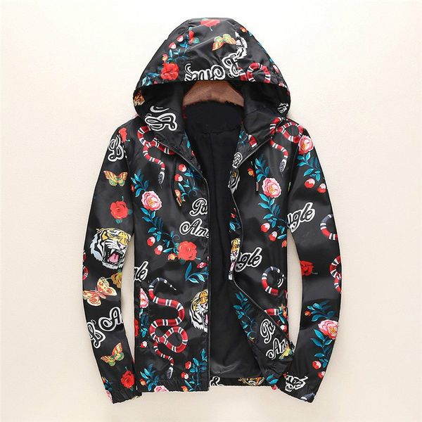 

2018 fashion designer jacket animal letter pattern windbreaker long sleeve mens jackets hoodie clothing zipper plus size clothes m-3xl, Black;brown