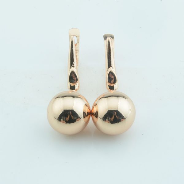 

fj women ladies 585 rose gold color smooth big round ball earrings, Silver