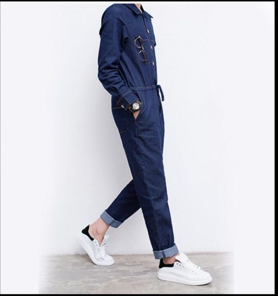 

japanese and korean fashion pants men's denim jumpsuits personality long-sleeved coveralls jumpsuits men's clothing, Blue